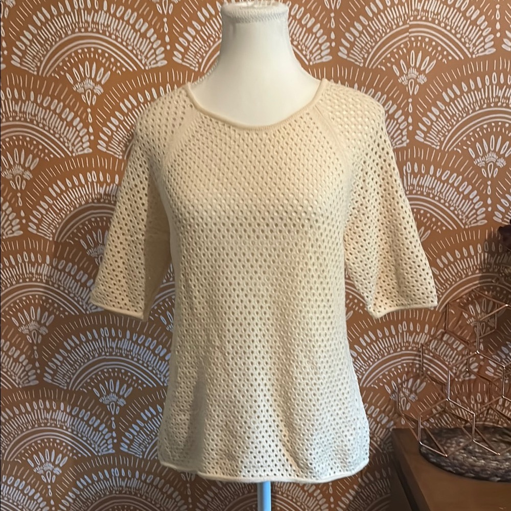 Milly of New York Cream Textured Knit Sweater